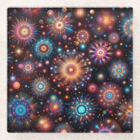 おもしろい花火 ガラスコースター (正面)