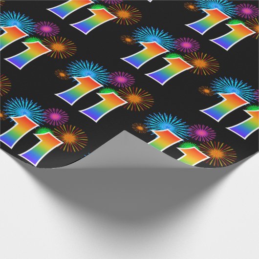 おもしろい花火+レインボーパターン"11"イベント番号 ラッピングペーパー (角)