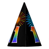 おもしろい花火+レインボーパターン「11」誕生日番号 パーティーハット (裏面)