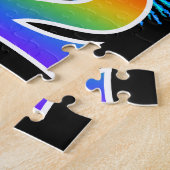 おもしろい花火+レインボーパターン「12」誕生日番号 ジグソーパズル (側面)