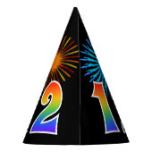 おもしろい花火+レインボーパターン「12」誕生日番号 パーティーハット (裏面)