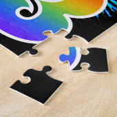 おもしろい花火+レインボーパターン「13」誕生日番号 ジグソーパズル (側面)