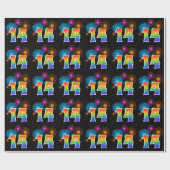 おもしろい花火+レインボーパターン"14"イベント番号 ラッピングペーパー (フラット)