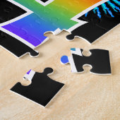 おもしろい花火+レインボーパターン「14」誕生日番号 ジグソーパズル (側面)