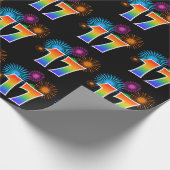 おもしろい花火+レインボーパターン"17"イベント番号 ラッピングペーパー (角)