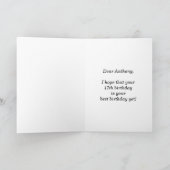 おもしろい花火+レインボーパターン「17」誕生日番号 カード (内部)