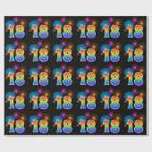 おもしろい花火+レインボーパターン"18"イベント番号 ラッピングペーパー (フラット)