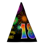 おもしろい花火+レインボーパターン「18」誕生日番号 パーティーハット (右)