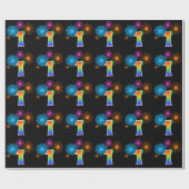 おもしろい花火+レインボーパターン"1"イベント番号 ラッピングペーパー (フラット)