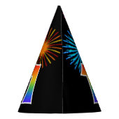 おもしろい花火+レインボーパターン"1"誕生日番号 パーティーハット (裏面)