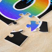 おもしろい花火+レインボーパターン「20」誕生日番号 ジグソーパズル (側面)