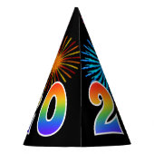 おもしろい花火+レインボーパターン「20」誕生日番号 パーティーハット (裏面)