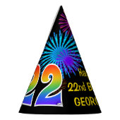 おもしろい花火+レインボーパターン「22」誕生日番号 パーティーハット (左)