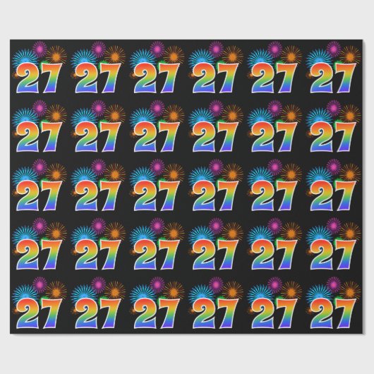 おもしろい花火+レインボーパターン"27"イベント番号 ラッピングペーパー (フラット)