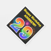 おもしろい花火+レインボーパターン「29」誕生日番号 スタンダードランチョンナプキン (角)