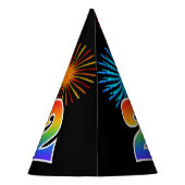 おもしろい花火+レインボーパターン「2」誕生日番号 パーティーハット (裏面)