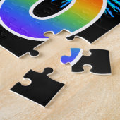 おもしろい花火+レインボーパターン「30」誕生日番号 ジグソーパズル (側面)