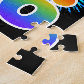 おもしろい花火+レインボーパターン「36」誕生日番号 ジグソーパズル (側面)