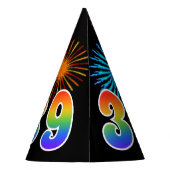 おもしろい花火+レインボーパターン「39」誕生日番号 パーティーハット (裏面)