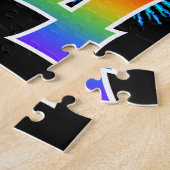 おもしろい花火+レインボーパターン「44」誕生日番号 ジグソーパズル (側面)