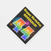 おもしろい花火+レインボーパターン「44」誕生日番号 スタンダードランチョンナプキン (角)