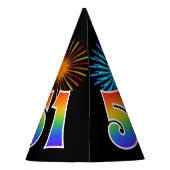 おもしろい花火+レインボーパターン「51」誕生日番号 パーティーハット (裏面)