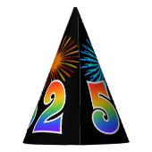 おもしろい花火+レインボーパターン「52」誕生日番号 パーティーハット (裏面)