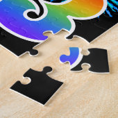 おもしろい花火+レインボーパターン「53」誕生日番号 ジグソーパズル (側面)