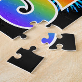 おもしろい花火+レインボーパターン「55」誕生日番号 ジグソーパズル (側面)