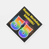 おもしろい花火+レインボーパターン「55」誕生日番号 スタンダードランチョンナプキン (角)