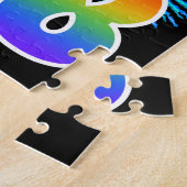 おもしろい花火+レインボーパターン「58」誕生日番号 ジグソーパズル (側面)