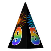 おもしろい花火+レインボーパターン「59」誕生日番号 パーティーハット (裏面)