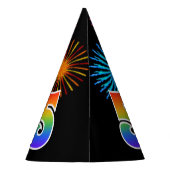 おもしろい花火+レインボーパターン「5」誕生日番号 パーティーハット (裏面)