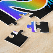 おもしろい花火+レインボーパターン「62」誕生日番号 ジグソーパズル (側面)