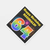 おもしろい花火+レインボーパターン「64」誕生日番号 スタンダードランチョンナプキン (角)