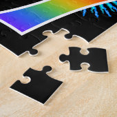 おもしろい花火+レインボーパターン「67」誕生日番号 ジグソーパズル (側面)