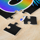 おもしろい花火+レインボーパターン「70」誕生日番号 ジグソーパズル (側面)