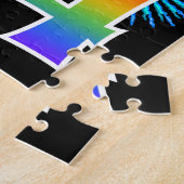 おもしろい花火+レインボーパターン「74」誕生日番号 ジグソーパズル (側面)