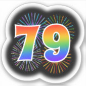 おもしろい花火+レインボーパターン「79」イベント番号 シール (正面)