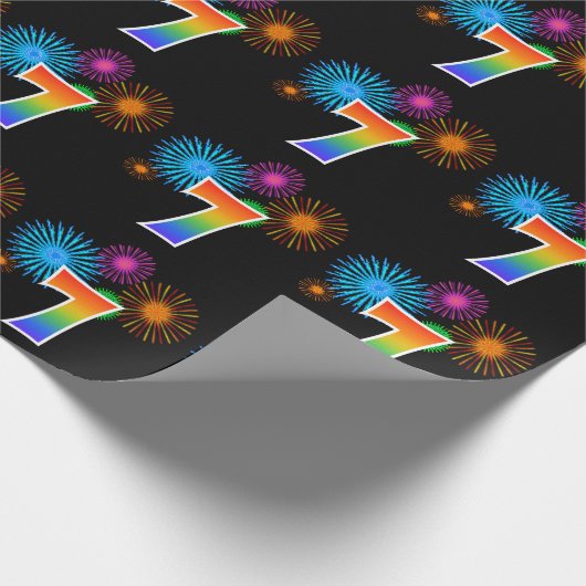 おもしろい花火+レインボーパターン「7」イベント番号 ラッピングペーパー (角)