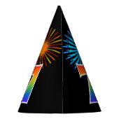 おもしろい花火+レインボーパターン「7」誕生日番号 パーティーハット (裏面)