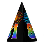 おもしろい花火+レインボーパターン「81」誕生日番号 パーティーハット (裏面)