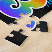 おもしろい花火+レインボーパターン「83」誕生日番号 ジグソーパズル (側面)