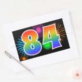 おもしろい花火+レインボーパターン"84"イベント番号 長方形シール (封筒)