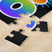 おもしろい花火+レインボーパターン「86」誕生日番号 ジグソーパズル (側面)