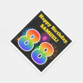 おもしろい花火+レインボーパターン「88」誕生日番号 スタンダードランチョンナプキン (角)