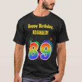 おもしろい花火+レインボーパターン「89」誕生日番号 Tシャツ (正面)