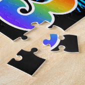 おもしろい花火+レインボーパターン「93」誕生日番号 ジグソーパズル (側面)