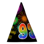 おもしろい花火+レインボーパターン「93」誕生日番号 パーティーハット (右)