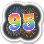 おもしろい花火+レインボーパターン「95」イベント番号 シール (正面)